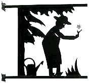 panneau en métal montrant un jardinier