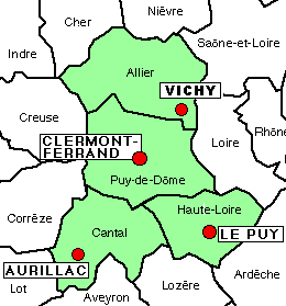 carte de l'Auvergne