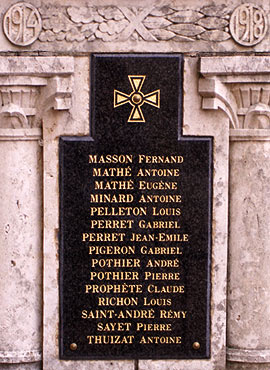 Plaque 2 des noms du monument aux morts de Sanssat