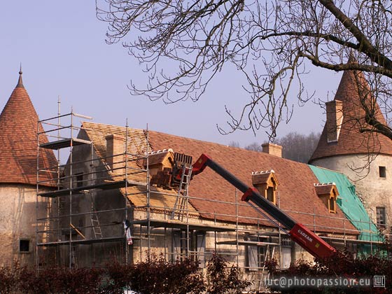 Travaux de r�fection du manoir, au printemps 2007.